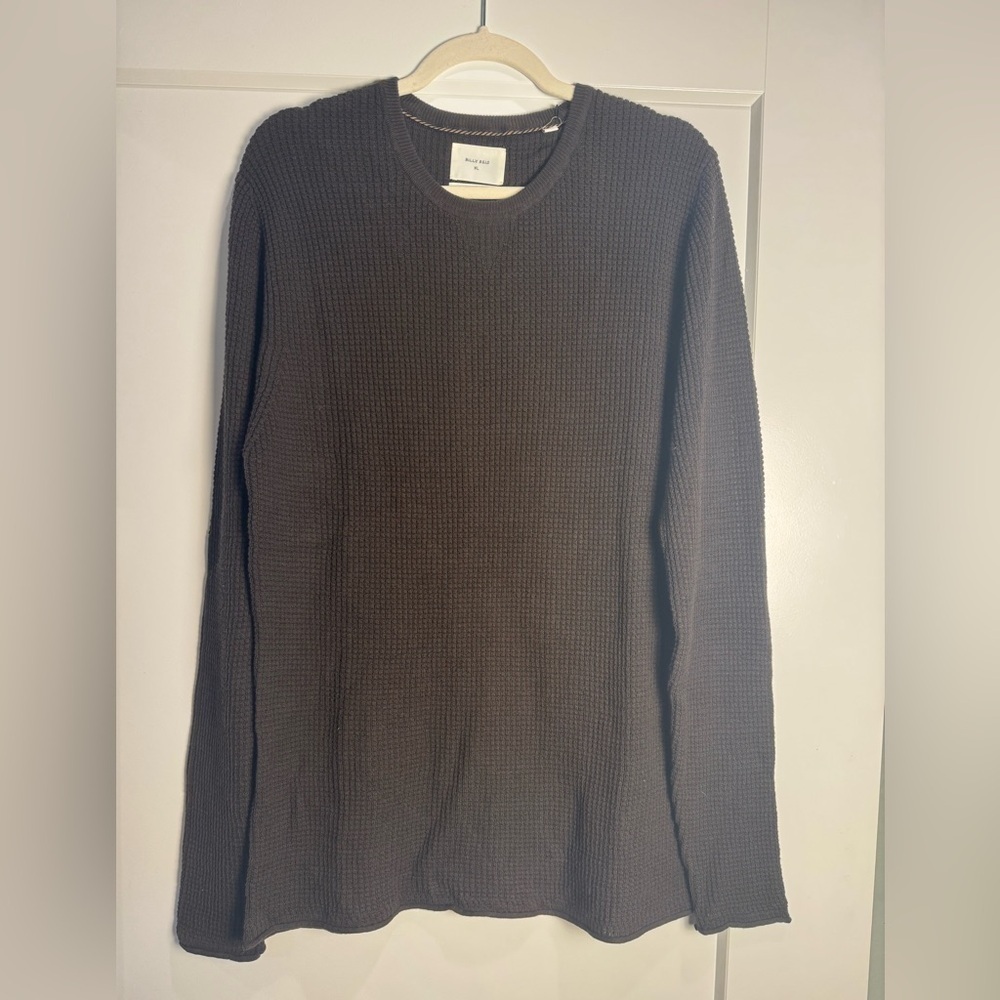 Billy Reid mini waffle crew dark brown cotton cashmere blend NWT
